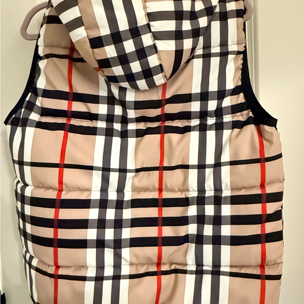 Plaid Hooded Puffer Vest
